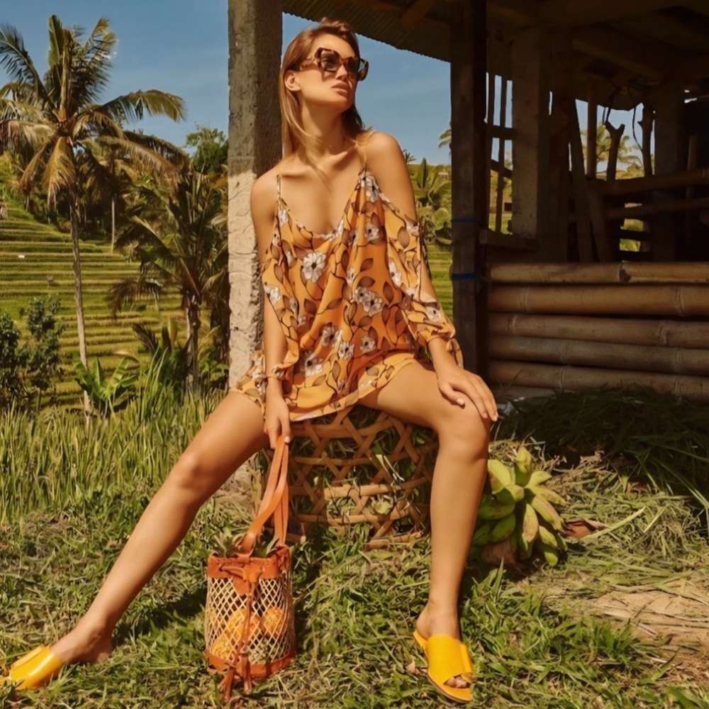 WET Swimwear Marraekesh - Mia Cut Out Tunic Coverup In Marigold